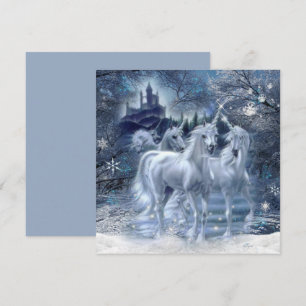 Imaginaire D'Hiver Unicornes Dans La Carte Neige P