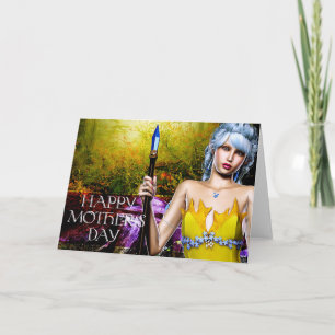 Imaginaire Elf avec Crystal Staff Carte de fête de