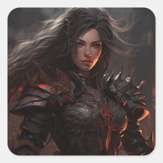 Imaginaire Femme Guerrier Chevalier - Sticker (Devant)