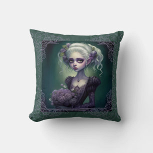 Imaginaire fille mignonne en Coussin de goth vert