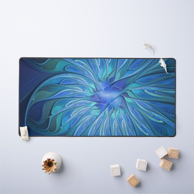 Imaginaire Fleur Bleue Motif, Art Fractal Abstrait (Tableau pour enfants)