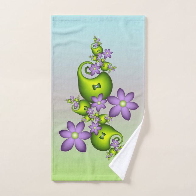 Imaginaire Floral Fleurs Lilac Formes vertes Fract (Serviette à main)
