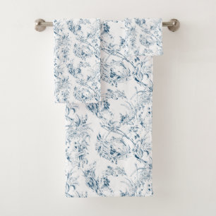 Imaginaire Floral vintage gravé bleu toile