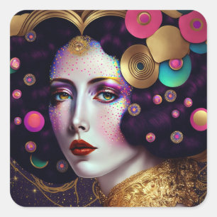 Imaginaire Glam Femme Pop Art Carré Sticker