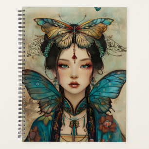 Imaginaire lunaire Portrait dame avec papillons