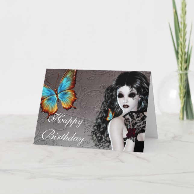Imaginaire Papillon Goth Femme Carte d'anniversair (Devant)