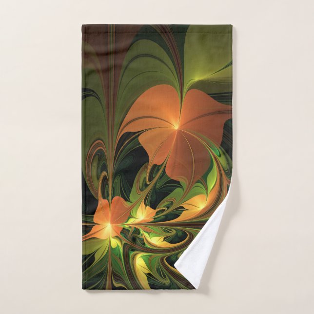 Imaginaire Plante Abstrait rouille verte Brown fra (Serviette à main)
