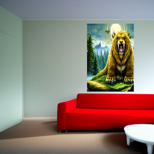 Imaginaire sabertooth doré   AI Art Poster