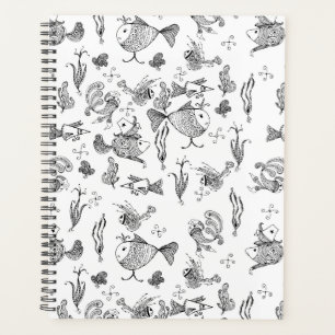 Imaginaire sketched fish creachers plante feuilles