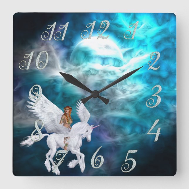 Imaginaire Sky Pegasus Horloge murale (Recto)