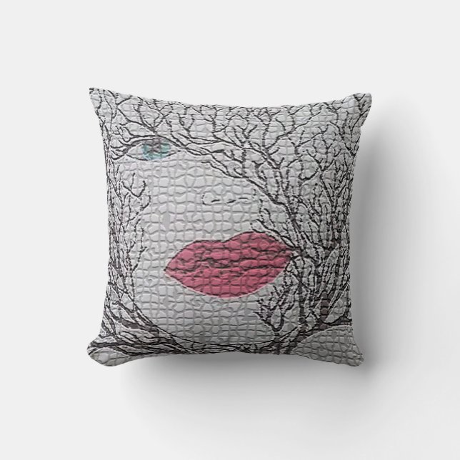 Imaginaire Visage Femme Oreiller Abstrait (Recto)