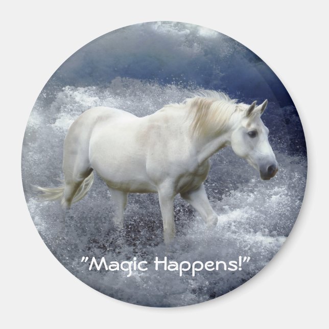 Imaginaire White Horse & Ocean Surf Magnet Cadeau (Devant)
