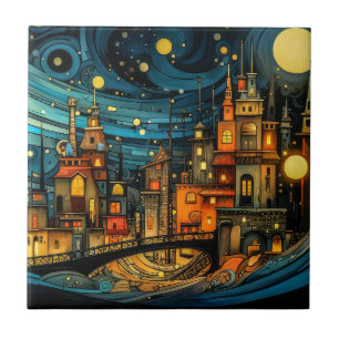 Imaginaire World #1 Dessous de verre de carreaux