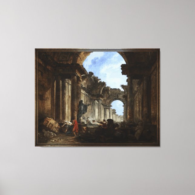 Imaginäre Sicht auf die Grand Gallery des Louvre Leinwanddruck (Vorderseite)
