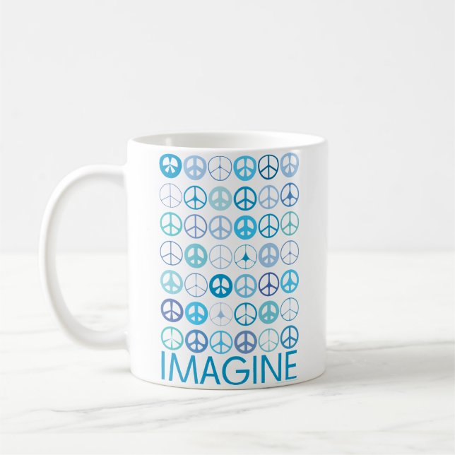 IMAGINE - Blaue internationale Friedenszeichen Kaffeetasse (Links)