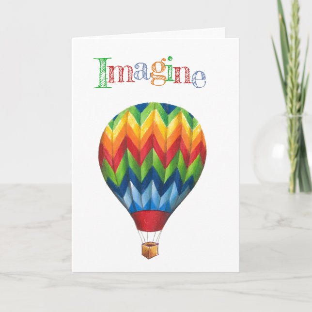 "Imagine" Hot-Air-Ballon-Grußkarte Karte (Vorderseite)