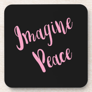Imagine-Peace-Grafik Pink Typ Untersetzer