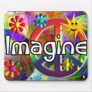 "Imagine" Psychadelische 70er-Geschenke Mousepad