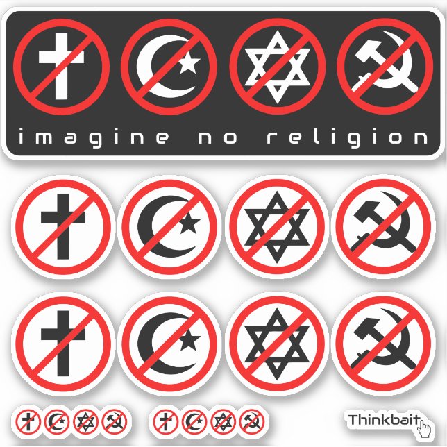 Imaginez Aucun Sticker Anti-Communiste Religion (Devant)
