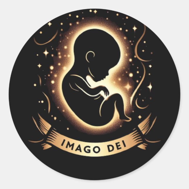 Imago Dei, Im Bild Gottes, Baby in Womb, Runder Aufkleber (Vorderseite)