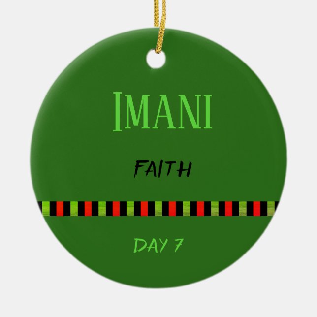 Imani - Kwanzaa Tag 7 Grün Keramik Ornament (Vorne)