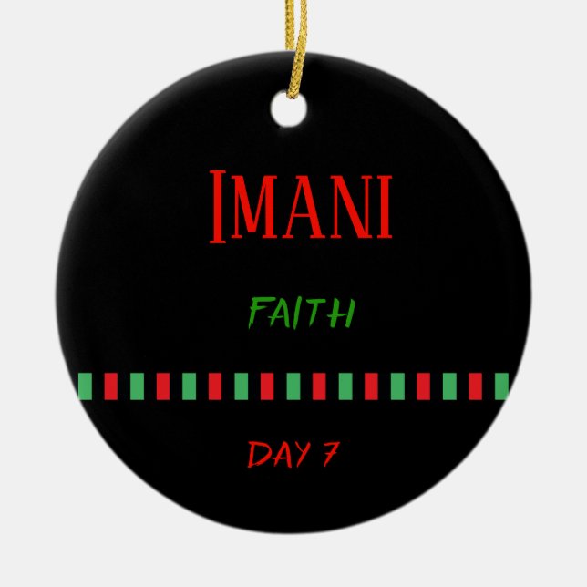 Imani - Verzierung Kwanzaa-Tag7% pipe% Keramik Ornament (Vorne)