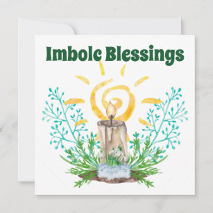 Imbolc Spiral Sunshine Candlelight & Greenery Feiertagskarte