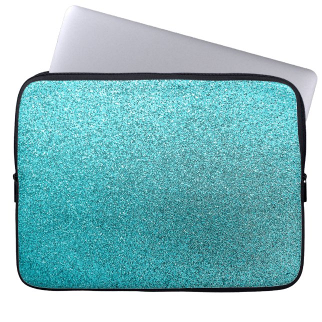 Imitat Aquamariner Blauer Glitzer Hintergrund Spar Laptopschutzhülle (Vorderseite)