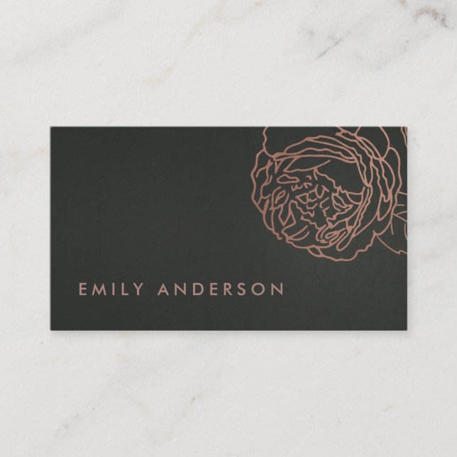 IMITAT BLACK STAHL GRAD BLUSPINK ROSE GOLD FLORAL VISITENKARTE (Vorderseite)