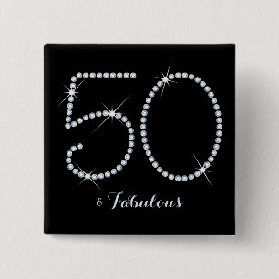 Imitat-diamante de imitación-50. Geburtstag Button