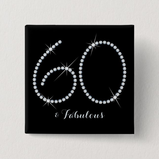 Imitat-diamante de imitación-60. Geburtstag Button (Vorderseite)