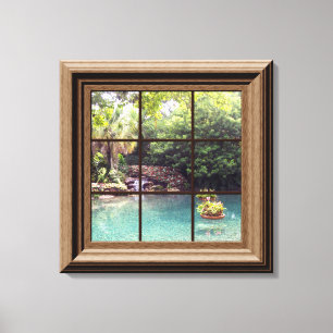 Imitat-Fenster-Szenezen-Wasser-Garten friedlich Leinwanddruck