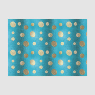 Imitat-Folien-Türkis-u. Goldpolka-Punkte Seidenpapier