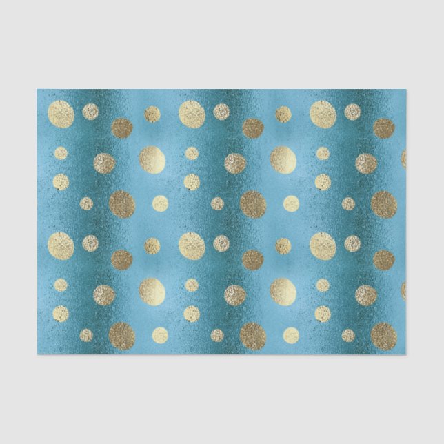 Imitat-Folien-Türkis-u. Goldpolka-Punkte Seidenpapier (Vorderseite)