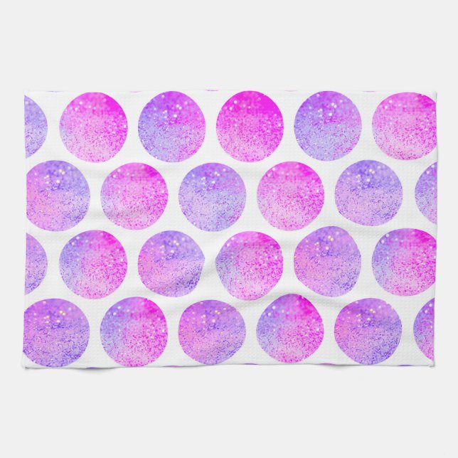 Imitat-Glitter-Polkapunkte des Hipsters rosa lila Küchentuch (Horizontal)