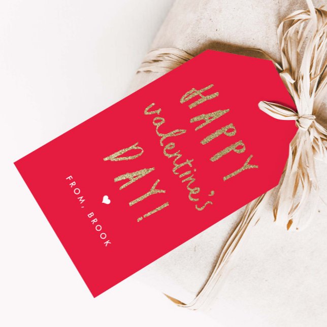 Imitat-Glitter Valentinstag-Geschenkumbauten Geschenkanhänger (Gold glitter Valentine's Day gift tag classroom Valentine's Day cards.)