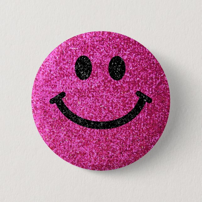 Imitat-Glittergesicht des heißen Rosas Button (Vorderseite)