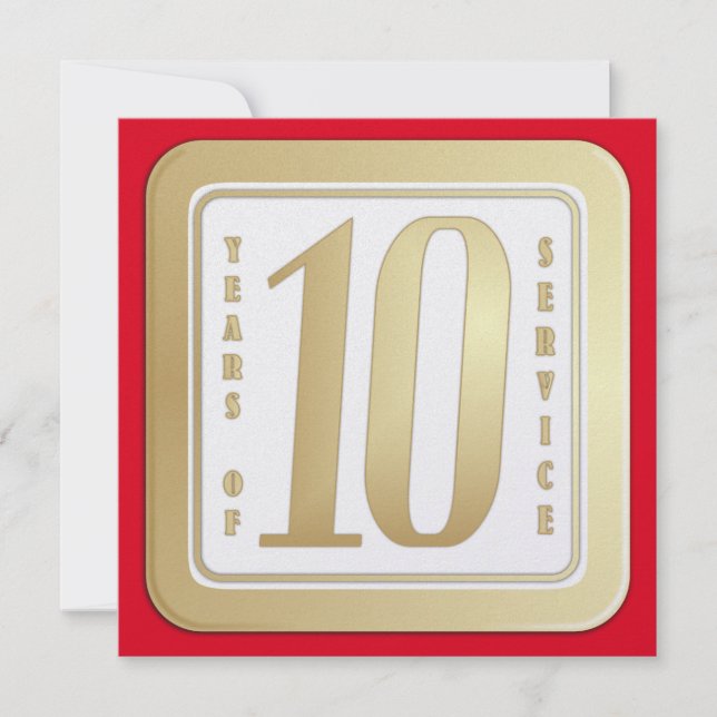 IMITAT-GOLD 10-Jahr-Angestelltservice-Preis Dankeskarte (Vorderseite)