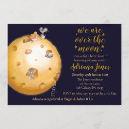 Imitat Gold Glitzer, Mond aus Käse und niedlichen Einladung