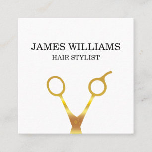 Imitat-Gold Scissors Haar-Stylisten Quadratische Visitenkarte