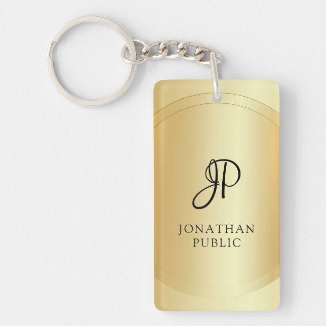 Imitat Gold Template Monogramm Hinzufügen Ihres Na Schlüsselanhänger (Vorderseite)