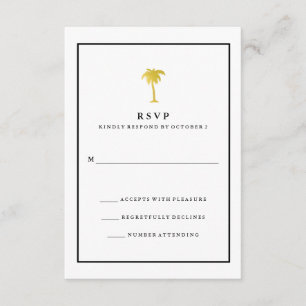 Imitat-Gold und schwarzes bezauberndes Hochzeit RSVP Karte