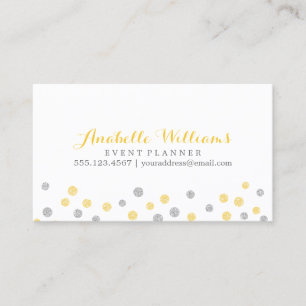 Imitat Gold und Silber-Glitzerconfetti-Punkte Visitenkarte