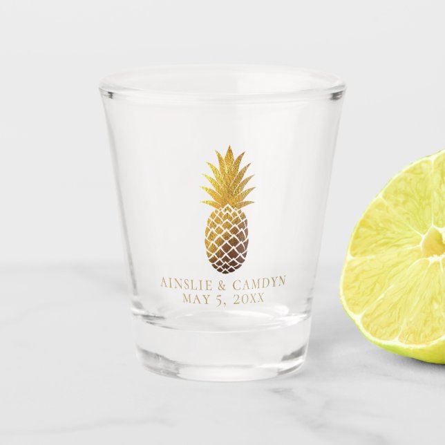 Imitat-Goldananas-Gastgeschenk Hochzeit Schnapsglas (Vorderseite)