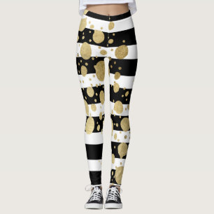 Imitat-Goldfarben-Spritzer auf den schwarzen u. Leggings