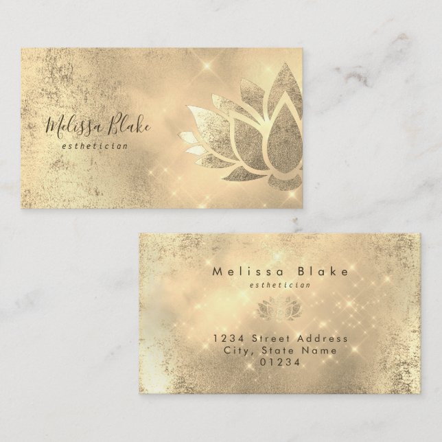 Imitat Goldfolie Lotus Design Visitenkarte (Vorne/Hinten)