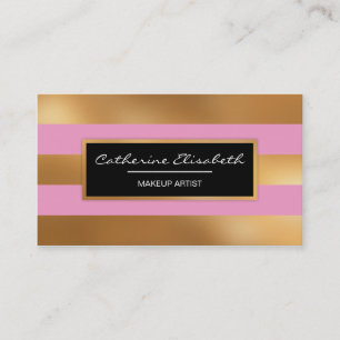 Imitat-Goldfolie und rosa Streifen, Visitenkarte