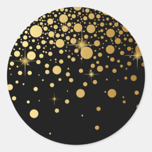 Imitat-GoldfolieConfetti punktiert Schwarzes des Runder Aufkleber