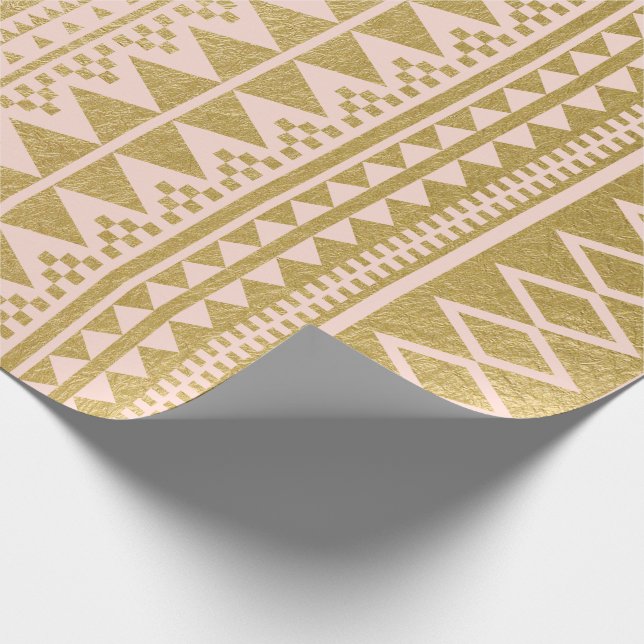 Imitat-Goldfolien-geometrisches aztekisches Muster Geschenkpapier (Ecke)