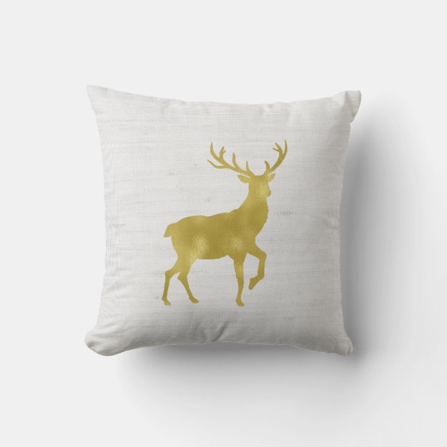 Imitat-Goldfolien-Hirsch-Rotwild und Geweihe auf Kissen (Vorderseite)